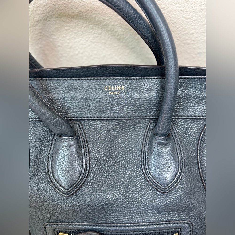 Celine Leather Luggage Phantom Tote in Charcoal - Picture 3 of 16